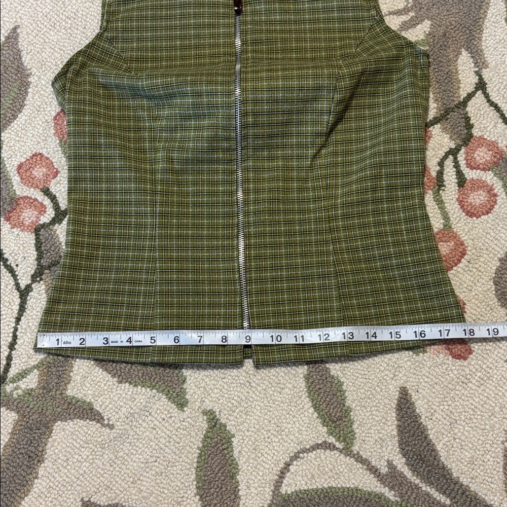 Star C.C.C. Vintage Green Plaid Sleeveless Top blouse, button down, USA, Medium - Picture 5 of 8